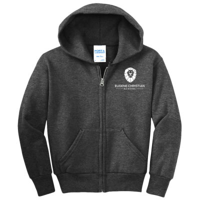 ECS Zippered Hoodie - Youth Core Fleece Full Zip Hooded Sweatshirt Thumbnail
